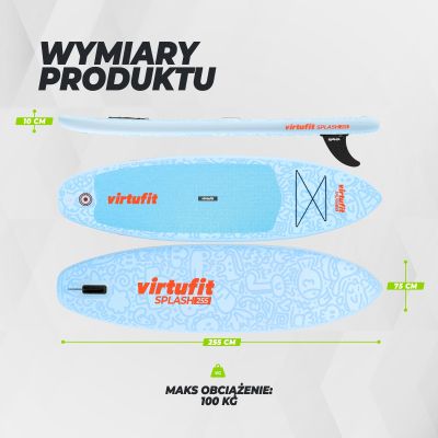 18. VIRTUFIT DESKA SUP SPLASH 225 Z AKCESORIAMI LIGHT BLUE