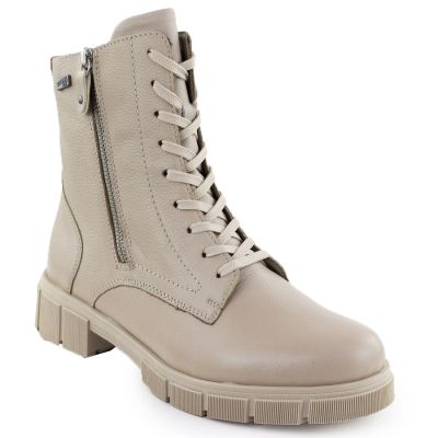 Skórzane wodoodporne botki damskie workery beżowe Rieker Remonte  D2S72-60
