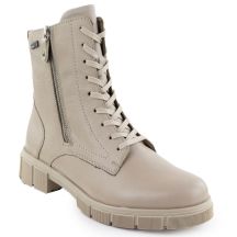 Skórzane wodoodporne botki damskie workery beżowe Rieker Remonte  D2S72-60