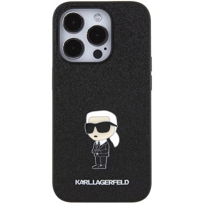 3. Etui Karl Lagerfeld Glitter Ikonik Logo Metal Logo na iPhone 15 Pro Max - czarne