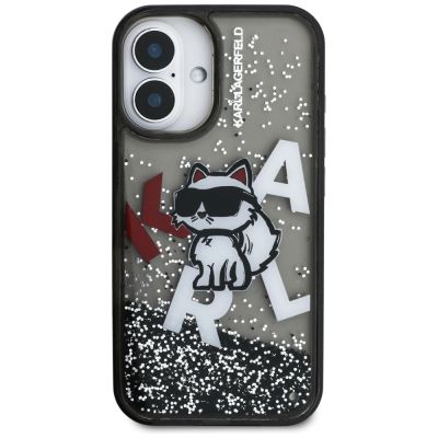 3. Etui Karl Lagerfeld Liquid Glitter Choupette Logo na iPhone 16 - czarne