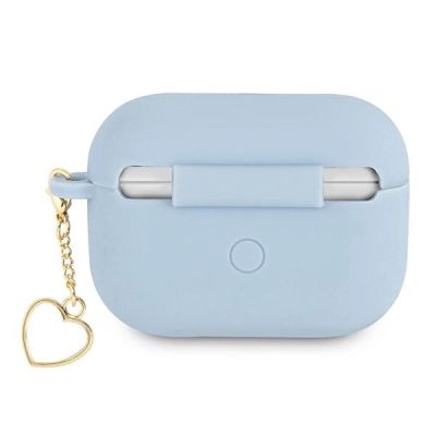 2. Etui Guess Silicone Charm Heart Collection na AirPods Pro - niebieskie
