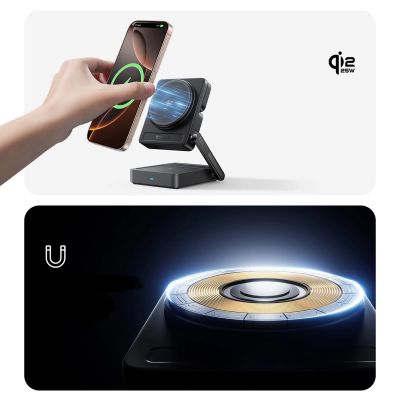 13. Ładowarka bezprzewodowa Baseus PicoGo AF21 3w1 Qi2.2 35W z kablem USB-C 1m - czarna