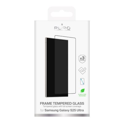2. Szkło hartowane Puro Frame Tempered Glass z czarną ramką do Samsung Galaxy S25 Ultra