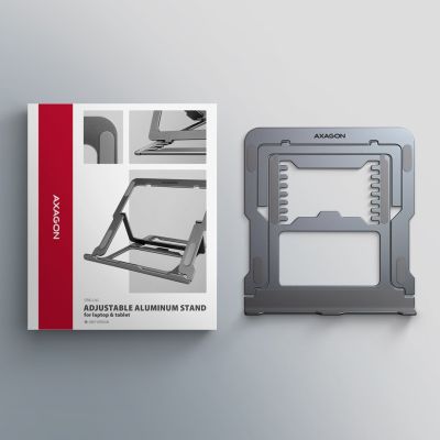 10. Axagon STND-LAG Laptop-Ständer, höhenverstellbar, faltbar, Aluminium Podstawka pod notebooka i tablet Szary 43,9 cm (17.3")
