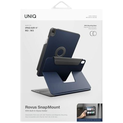 11. Etui UNIQ Rovus Snapmount Magnetic 360 Rotating Detachable do iPad Air 11" 2024 / 2025 / iPad Air 10.9" 2020 / 2022 - granatowe