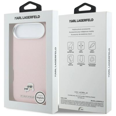 8. Etui Karl Lagerfeld Karl & Choupette Head Pins Saffiano MagSafe na iPhone Air - różowe