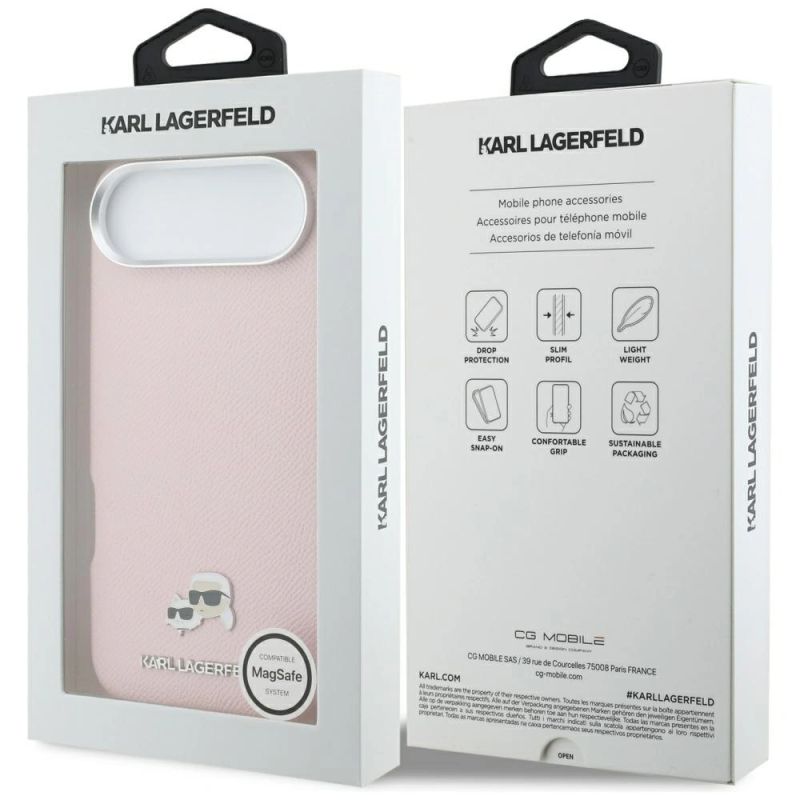 8. Etui Karl Lagerfeld Karl & Choupette Head Pins Saffiano MagSafe na iPhone Air - różowe