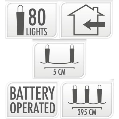 13. LAMPKI DRUCIKI NA BATERIE GIRLANDA 80 LED ZIMNY BIAŁY