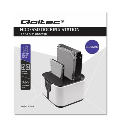 8. QOLTEC STACJA DOKUJĄCA DO DYSKÓW HDD SSD 2.5" 3.5" | SATA III | USB 3.0 | SUPER SPEED 5GB/S | Z FUNKCJĄ KLONOWANIA OFFLINE