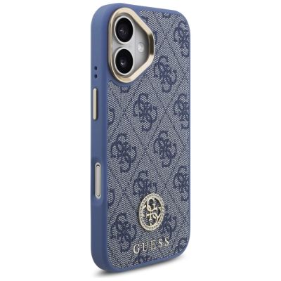4. Etui Guess 4G Strass Logo & Big Strap Metal Buttons MagSafe na iPhone 17 - niebieskie