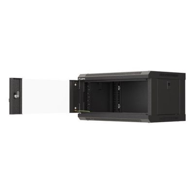 5. Szafa instalacyjna rack wisząca 19" 4U 540x350 czarna drzwi przeszklone LANBERG (flat pack)
