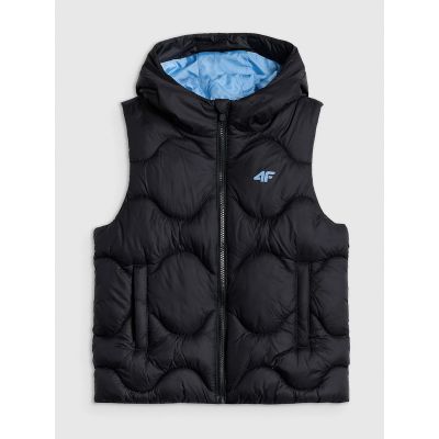 7. Dziewczęcy bezrękawnik z kapturem 4F 4FJRSS26TVJAF355-20S