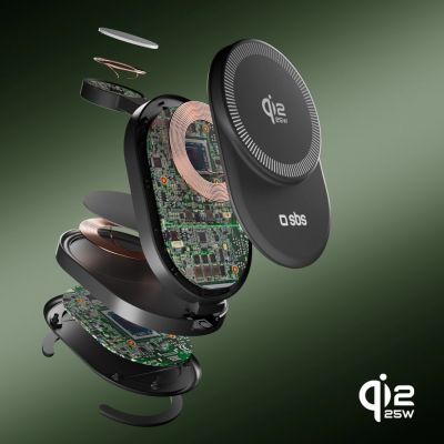 5. Stacja ładująca SBS Qi2.2 25W indukcyjna 3w1 składana z certyfikatem MFI - czarna