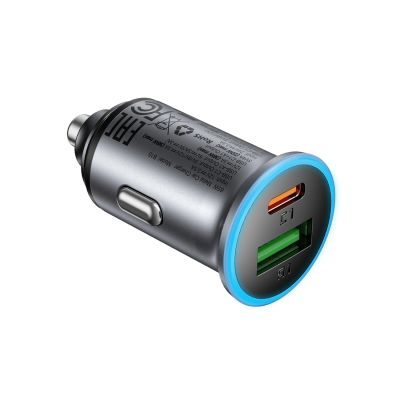 2. Ładowarka samochodowa Acefast B15 65W USB-A + USB-C - szara