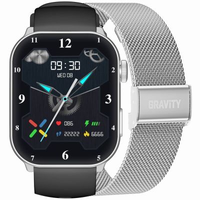 Smartwatch Damski GRAVITY GT28-9 Pasek + Bransoleta Czarno Srebrny