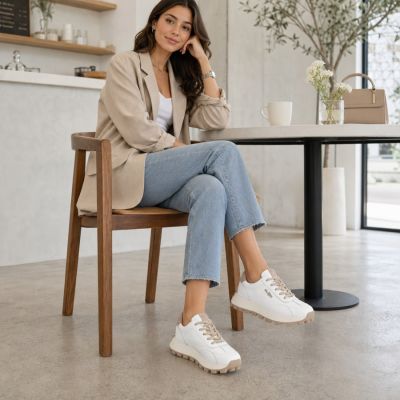 9. Skórzane półbuty sneakersy na platformie białe Filippo DP7498