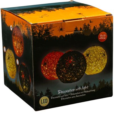 5. KULA DEKORACYJNA LAMPKA Z PAJĄKIEM LED 15CM HALLOWEEN BIAŁA