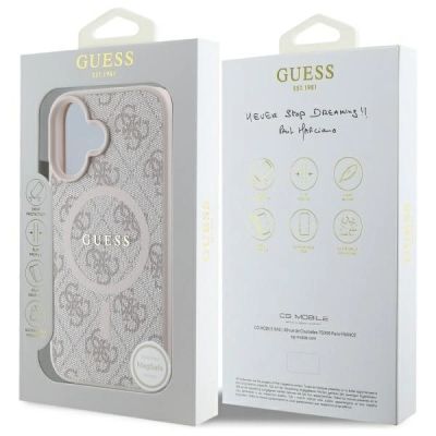 8. Etui Guess 4G Ring Classic Logo MagSafe na iPhone 16 - różowe