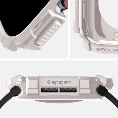 9. Pasek Spigen Rugged Armor na Apple Watch 10 46mm - beżowy
