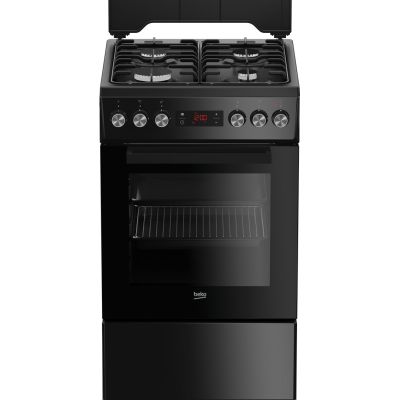 Kuchnia gazowo-elektryczna BEKO FSE52321DBD | termoobieg | grill | czyszczenie parą | czarny