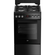 Kuchnia gazowo-elektryczna BEKO FSE52321DBD | termoobieg | grill | czyszczenie parą | czarny