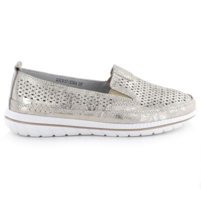 2. Skórzane półbuty damskie ażurowe złote Jezzi 5364