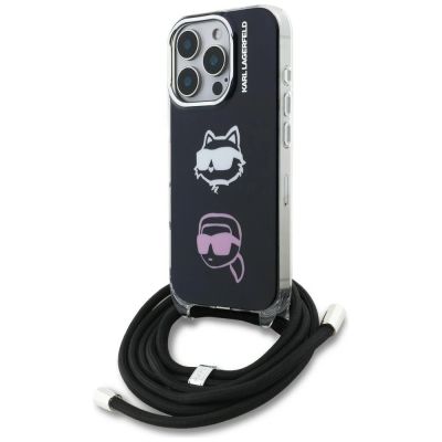 Etui Karl Lagerfeld IML Crossbody Karl&Choupette Head na iPhone 16 Pro Max - czarne