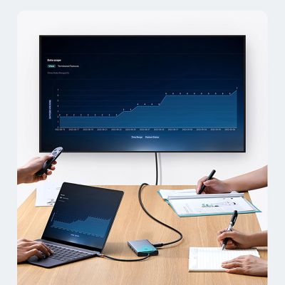 9. HUB Baseus PortalJoy Series 13w1 USB-C - 2x HDMI / DP / VGA / USB-A 3.1 / USB-C 3.1 / USB-A 2.0 / PD / RJ45 / SD / TF / AUX - szary