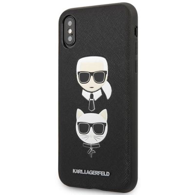 2. Etui Karl Lagerfeld Saffiano Karl&Choupette Head na iPhone XS Max - czarne