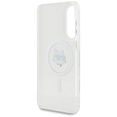 7. Etui Karl Lagerfeld Button Choupette Head Printed Logo MagSafe na Samsung Galaxy S25 Edge - białe