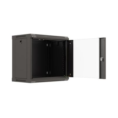 24. LANBERG SZAFA INSTALACYJNA RACK WISZĄCA 19" 9U 540X350 CZARNA DRZWI PRZESZKLONE (FLAT PACK)