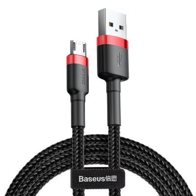 3. Kabel Baseus cafule CAMKLF-C91 (USB M - Micro USB M; 2m; kolor czarno-czerwony)