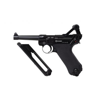 7. Wiatrówka pistolet RANGER P08 Parabellum KWC kal. 4,5 BBs BLOW BACK 21 strz. FULL METAL CO2 (AAKCMB410AZB)