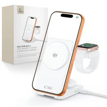 Ładowarka bezprzewodowa Tech-Protect A56 3in1 MagSafe 25W QI2.2 + kabel USB-C / USB-C 100 cm - biała
