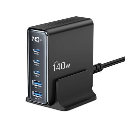 2. Stacja ładująca Tech-Protect DC140W-GAN 5-PORT PD140W/QC3.0 - czarna