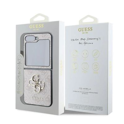 8. Etui Guess Leather 4G Metal Logo na Samsung Galaxy Z Flip 6 - różowe