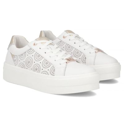 4. Skórzane półbuty na platformie białe Filippo DP7668/26