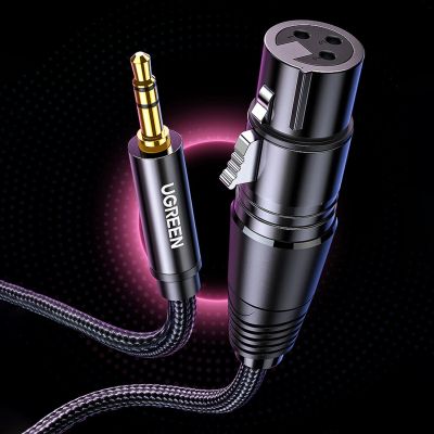 3. Ugreen kabel audio 3.5mm mini jack (męski) - XLR (żeński) 1m czarny (AV182)