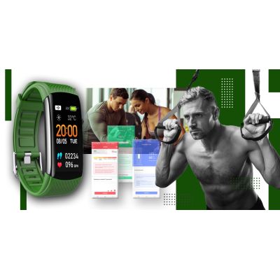 6. Smartwatch GIEWONT Czarno Zielony 2 Paski GW200-5