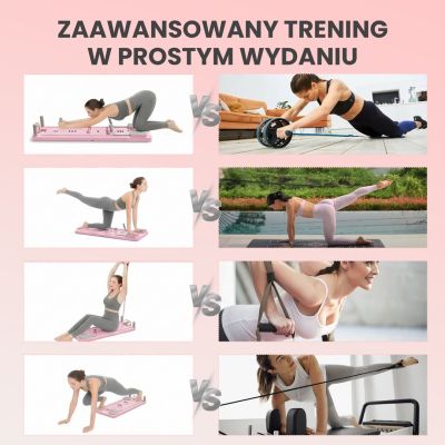 11. Extralink | Deska do pilatesu | różowa, reformer do ćwiczeń brzucha, pompek