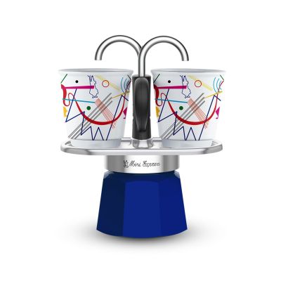 Bialetti Mini Express Kandinsky Kawiarka moka Niebieski, Srebrny