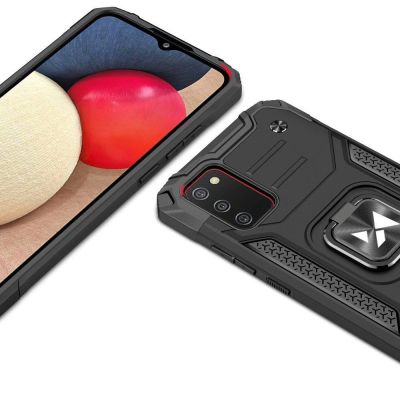 2. Wozinsky Ring Armor pancerne hybrydowe etui pokrowiec + magnetyczny uchwyt Samsung Galaxy A03s niebieski