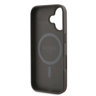 7. Etui Guess 4G Printed Stripes MagSafe na iPhone 16 Plus - brązowe