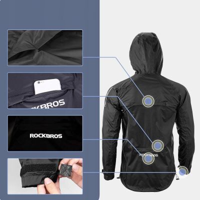 6. Kurtka przeciwdeszczowa Rockbros YPY013BK3XL oddychająca wiatroodporna XXXL - czarna