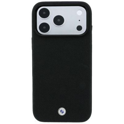 3. Etui BMW Kevlar Metal Logo MagSafe na iPhone 18 Pro / 17 Pro - czarne