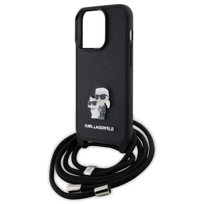 5. Etui Karl Lagerfeld Crossbody Saffiano Metal Pin Karl&Choupette na iPhone 15 Pro - czarne