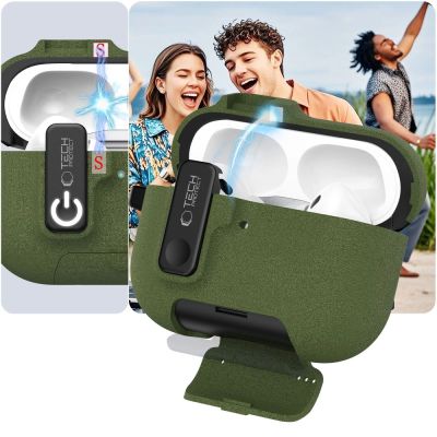 9. Etui Tech-Protect Slim Hook na AirPods Pro 3 - Zielone