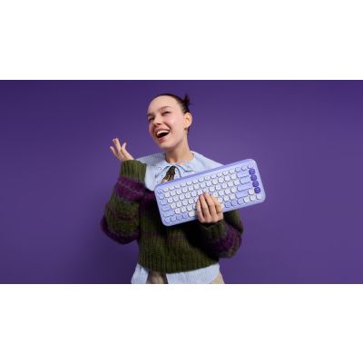 12. Logitech Pop Icon Combo klawiatura Dołączona myszka Uniwersalne Bluetooth QWERTY Turecki Liliowy, Biały