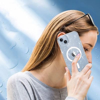 5. Etui Tech-Protect FlexAir Hybrid MagSafe na iPhone 13 / 14 - przezroczysto-brokatowe